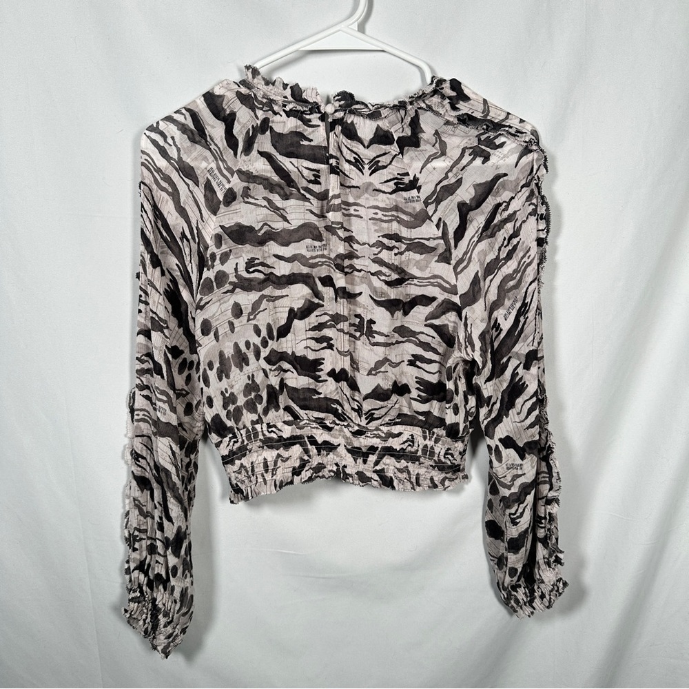 AllSaints Thallo Oniyuri Ecru Crop Ruffle Blouse Size 2 - Picture 11 of 13